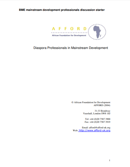 Diaspora Professionals in Mainstream Development
